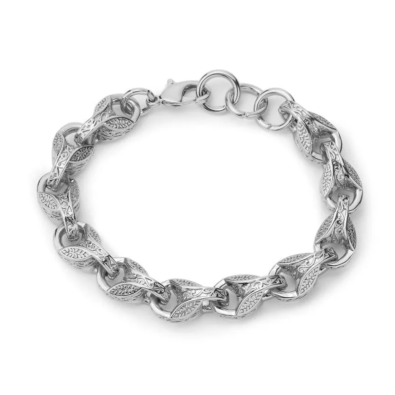 12mm Silver 3D Tulip Bracelet 8/9 Inches