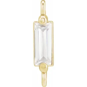 14K Yellow Gold 3x1.5mm Moissanite Baguette Charm