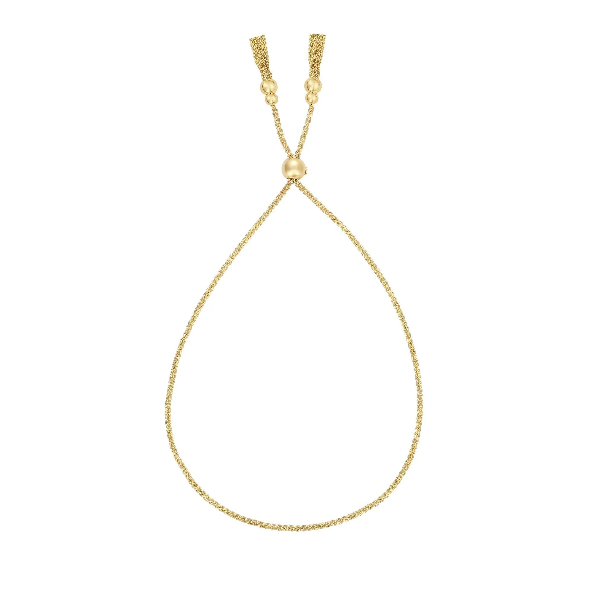 14k Yellow Gold Adjustable Chain Bolo Friendship Bracelet, 9.25"