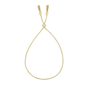 14k Yellow Gold Adjustable Chain Bolo Friendship Bracelet, 9.25"