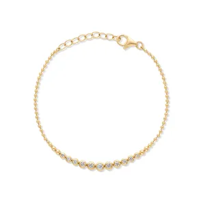 14KY Beaded Diamond Bezel Bracelet