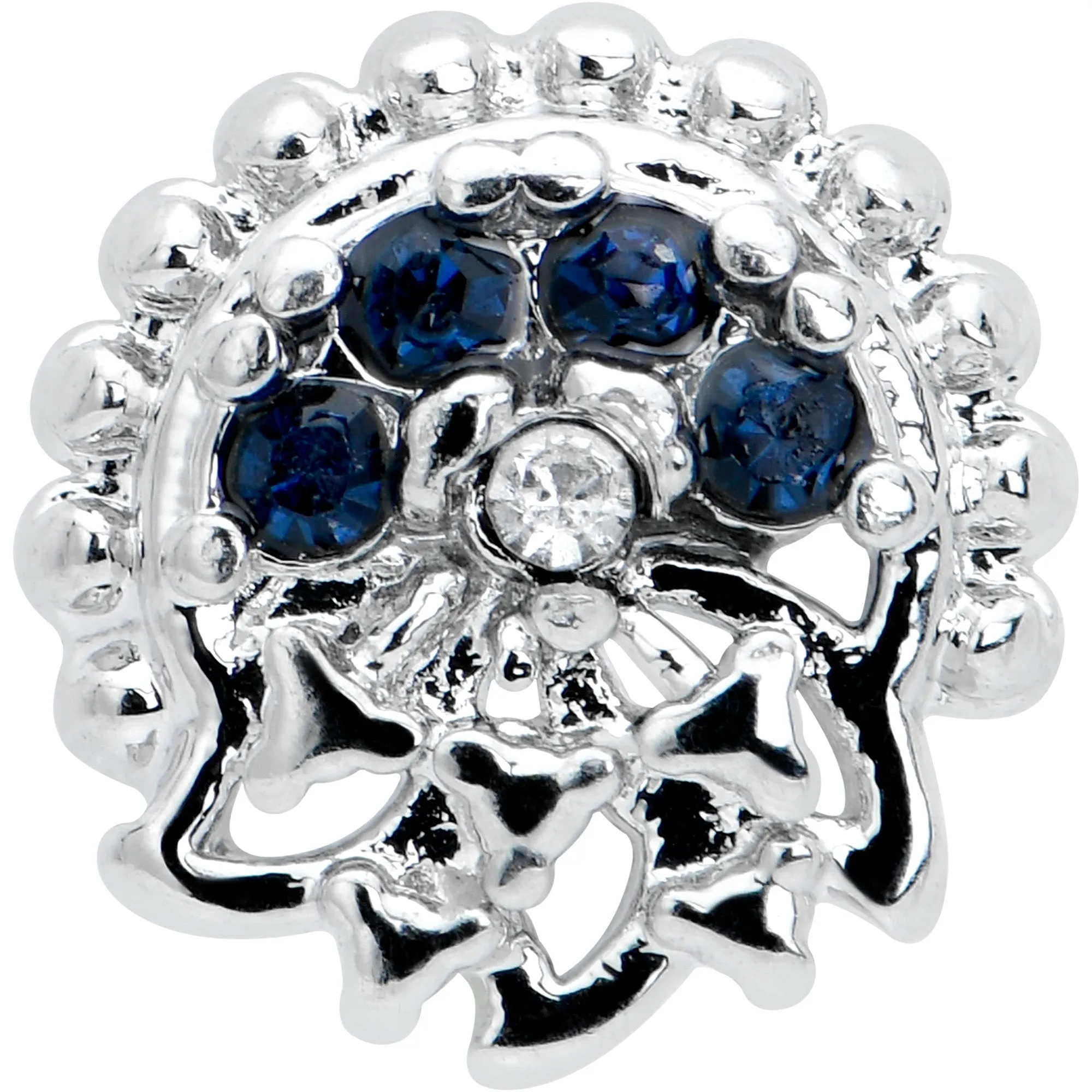 16 Gauge 1/4 Blue Clear Gem Abstract Arch Labret