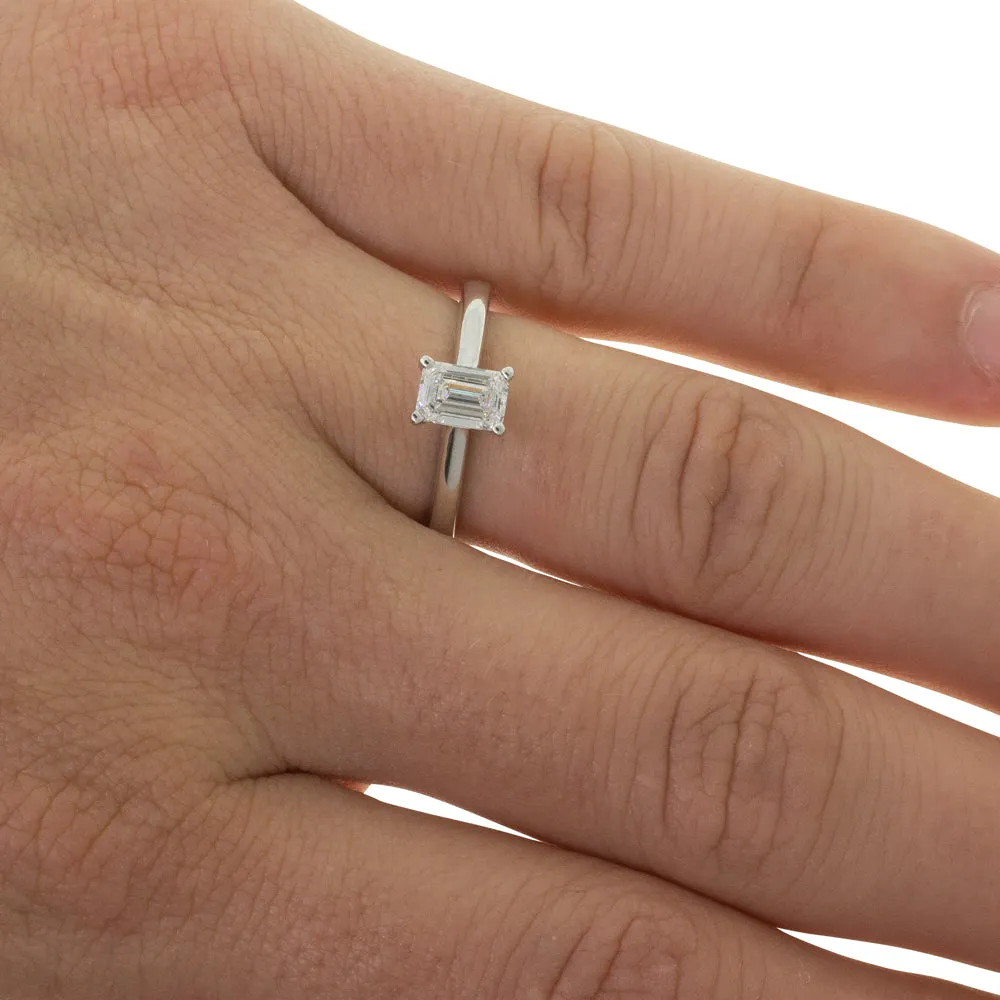 18ct White Gold .70ct Emerald Cut Diamond Ring