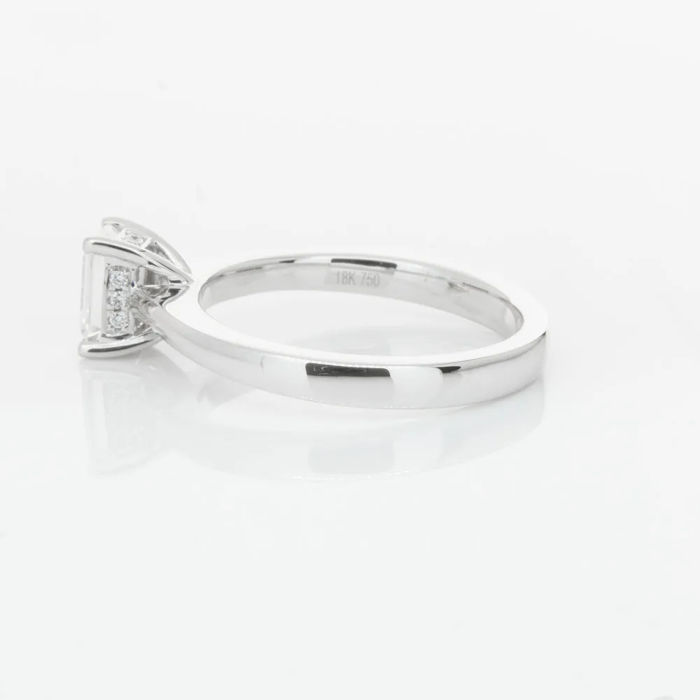 18ct White Gold .70ct Emerald Cut Diamond Ring