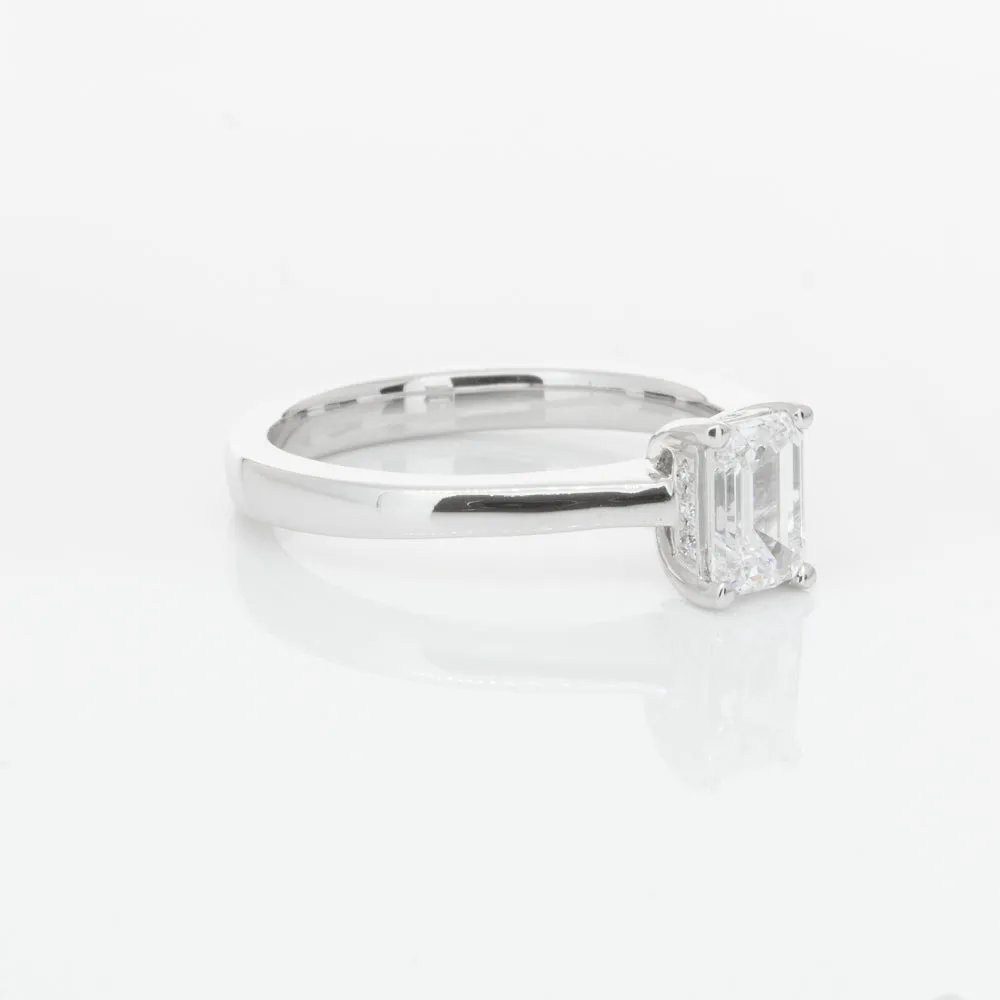 18ct White Gold .70ct Emerald Cut Diamond Ring