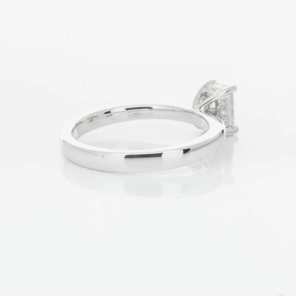 18ct White Gold .70ct Emerald Cut Diamond Ring