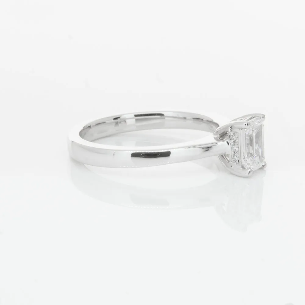 18ct White Gold .70ct Emerald Cut Diamond Ring