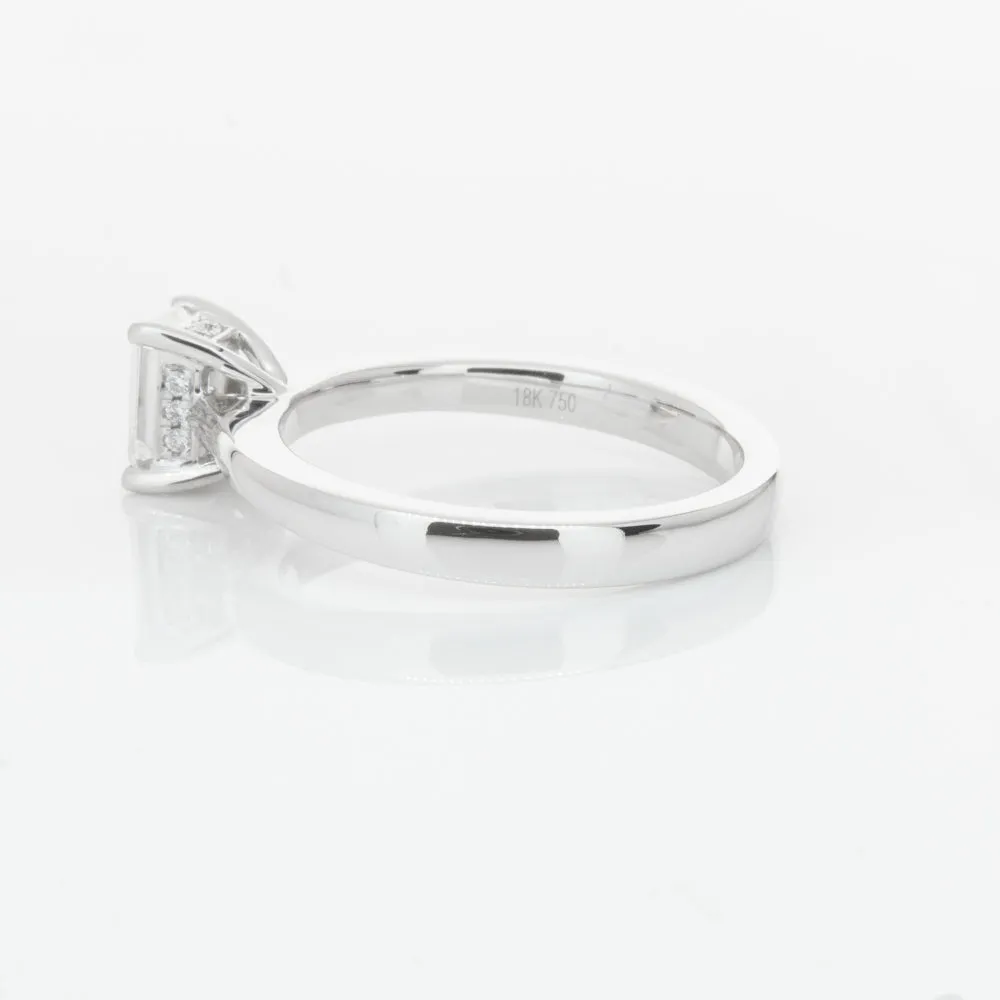 18ct White Gold .70ct Emerald Cut Diamond Ring