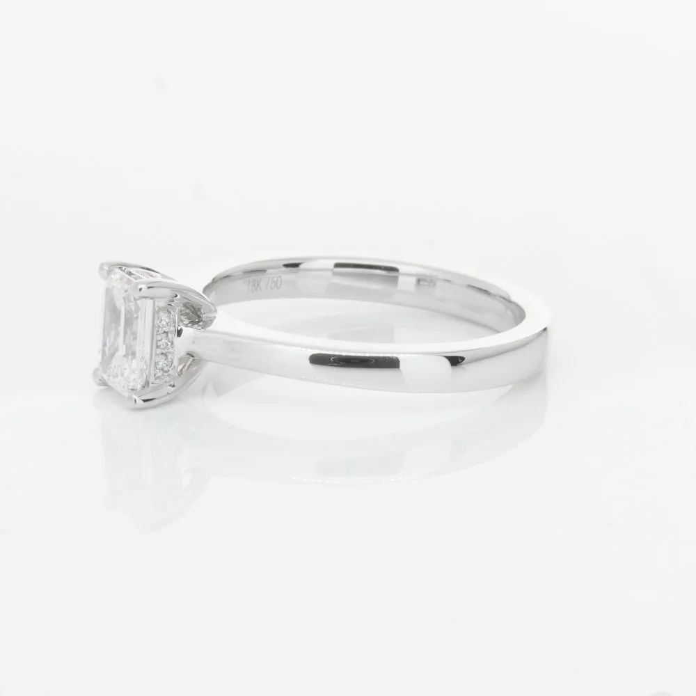 18ct White Gold .70ct Emerald Cut Diamond Ring