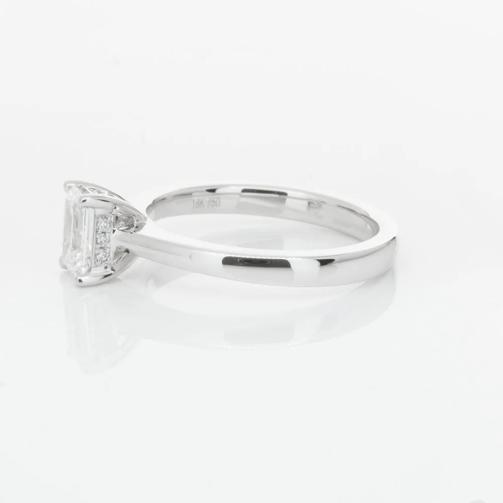 18ct White Gold .70ct Emerald Cut Diamond Ring