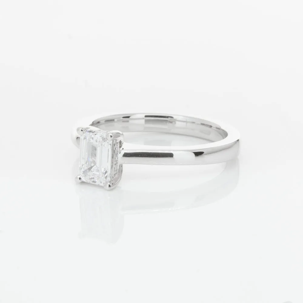 18ct White Gold .70ct Emerald Cut Diamond Ring