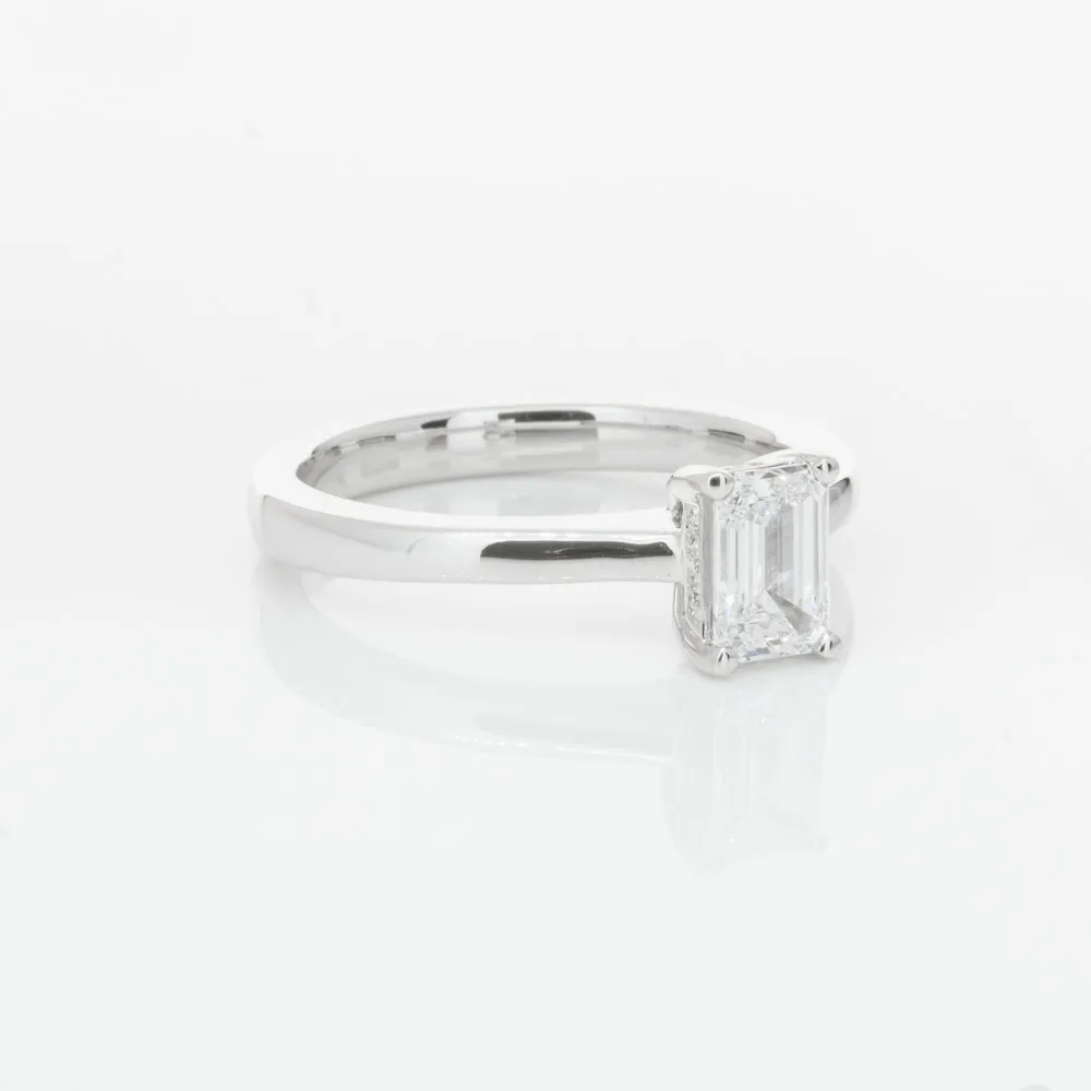 18ct White Gold .70ct Emerald Cut Diamond Ring