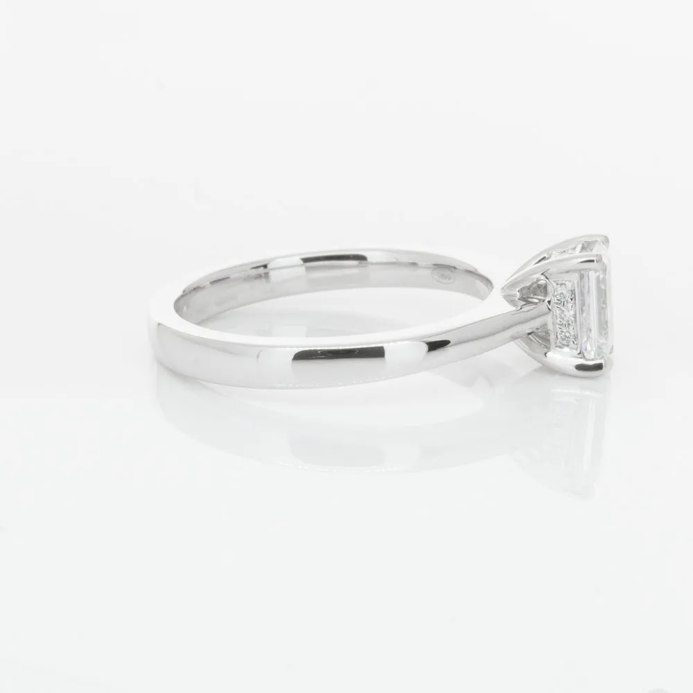 18ct White Gold .70ct Emerald Cut Diamond Ring