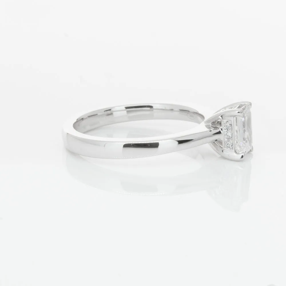 18ct White Gold .70ct Emerald Cut Diamond Ring