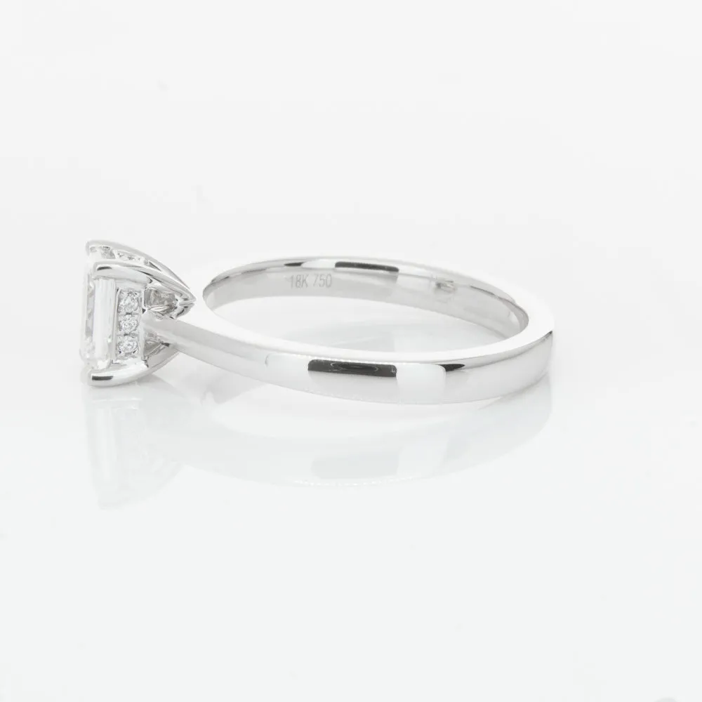 18ct White Gold .70ct Emerald Cut Diamond Ring