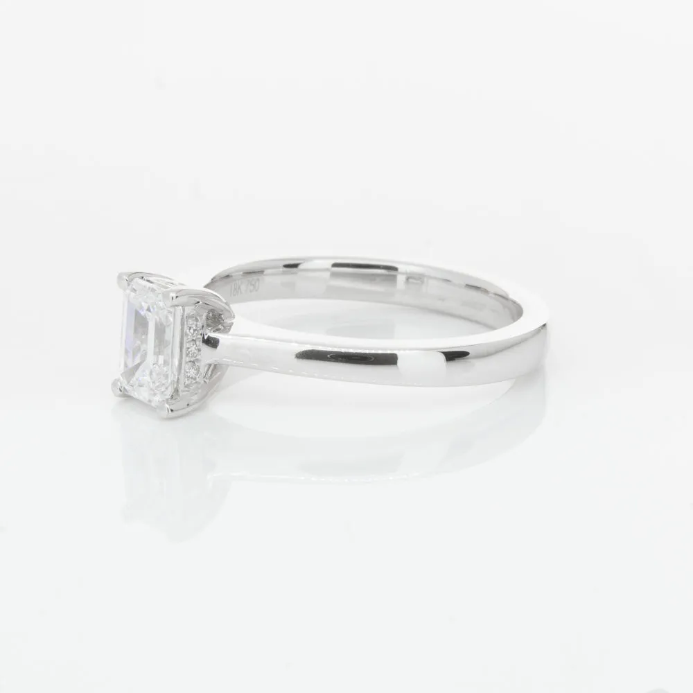18ct White Gold .70ct Emerald Cut Diamond Ring