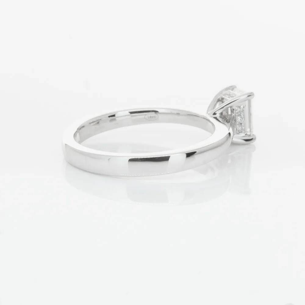 18ct White Gold .70ct Emerald Cut Diamond Ring