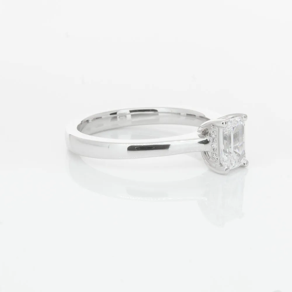 18ct White Gold .70ct Emerald Cut Diamond Ring