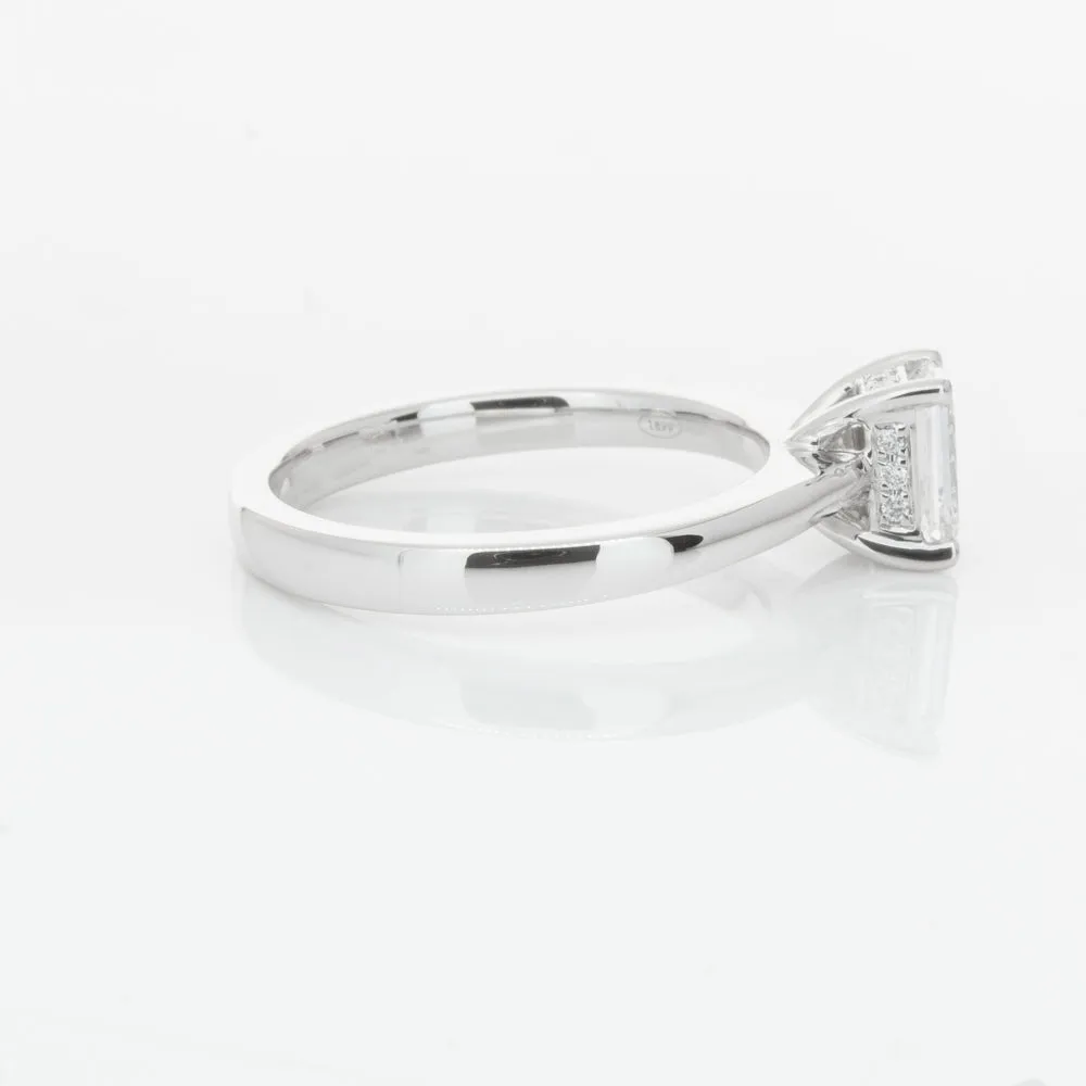 18ct White Gold .70ct Emerald Cut Diamond Ring