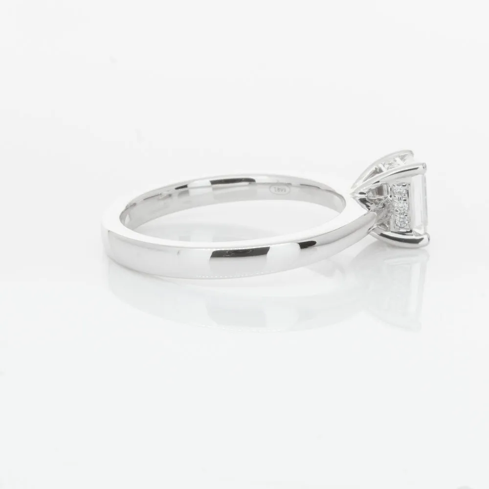 18ct White Gold .70ct Emerald Cut Diamond Ring