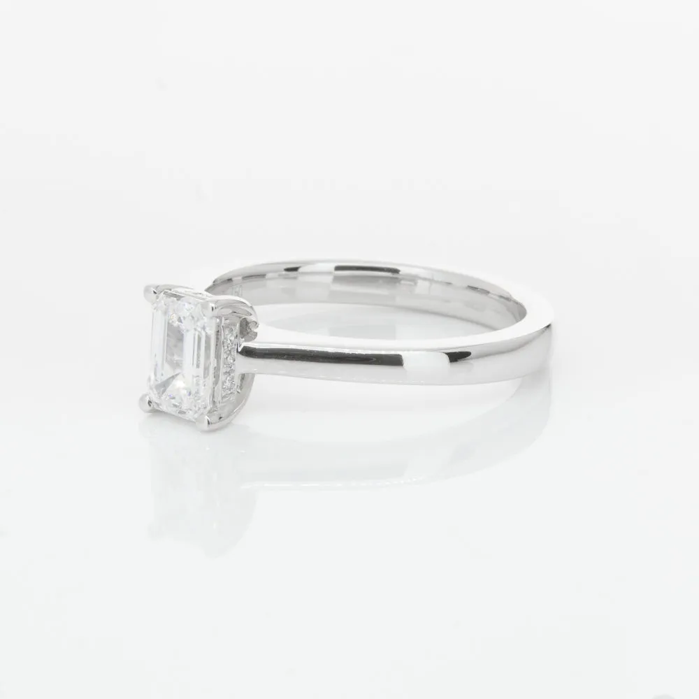18ct White Gold .70ct Emerald Cut Diamond Ring