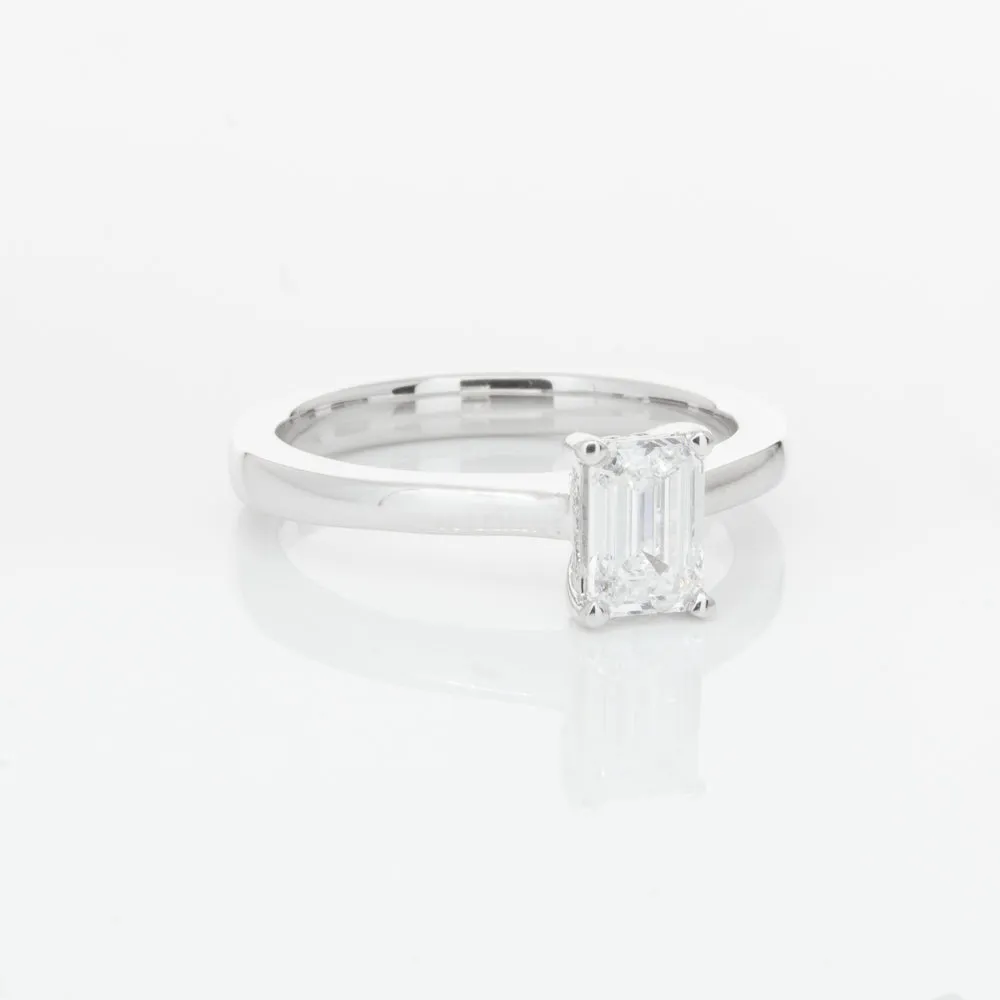 18ct White Gold .70ct Emerald Cut Diamond Ring