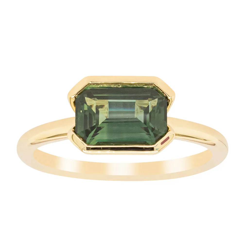 18ct Yellow Gold Green Sapphire Elle Ring