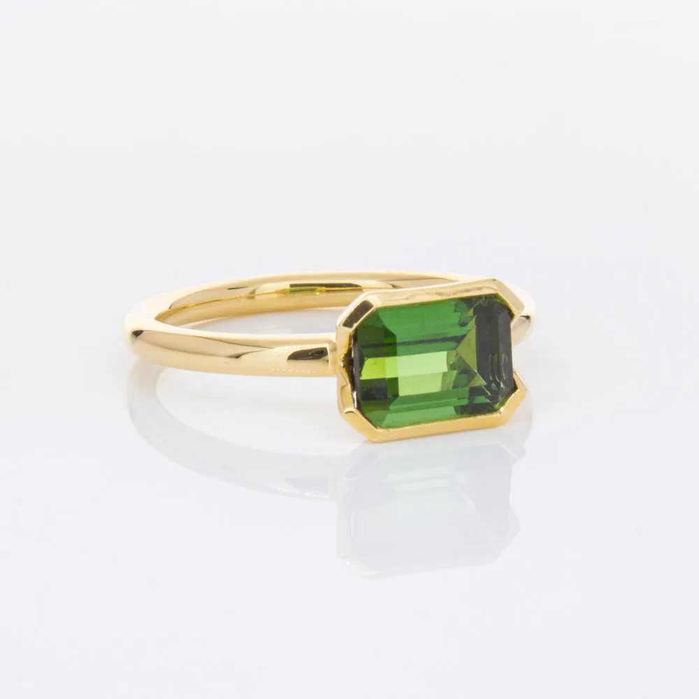 18ct Yellow Gold Green Tourmaline Elle Ring