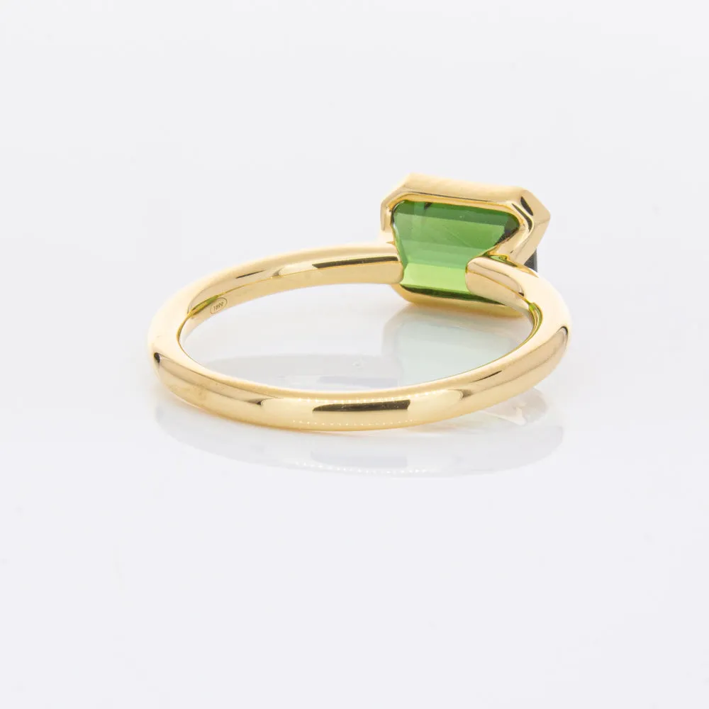 18ct Yellow Gold Green Tourmaline Elle Ring