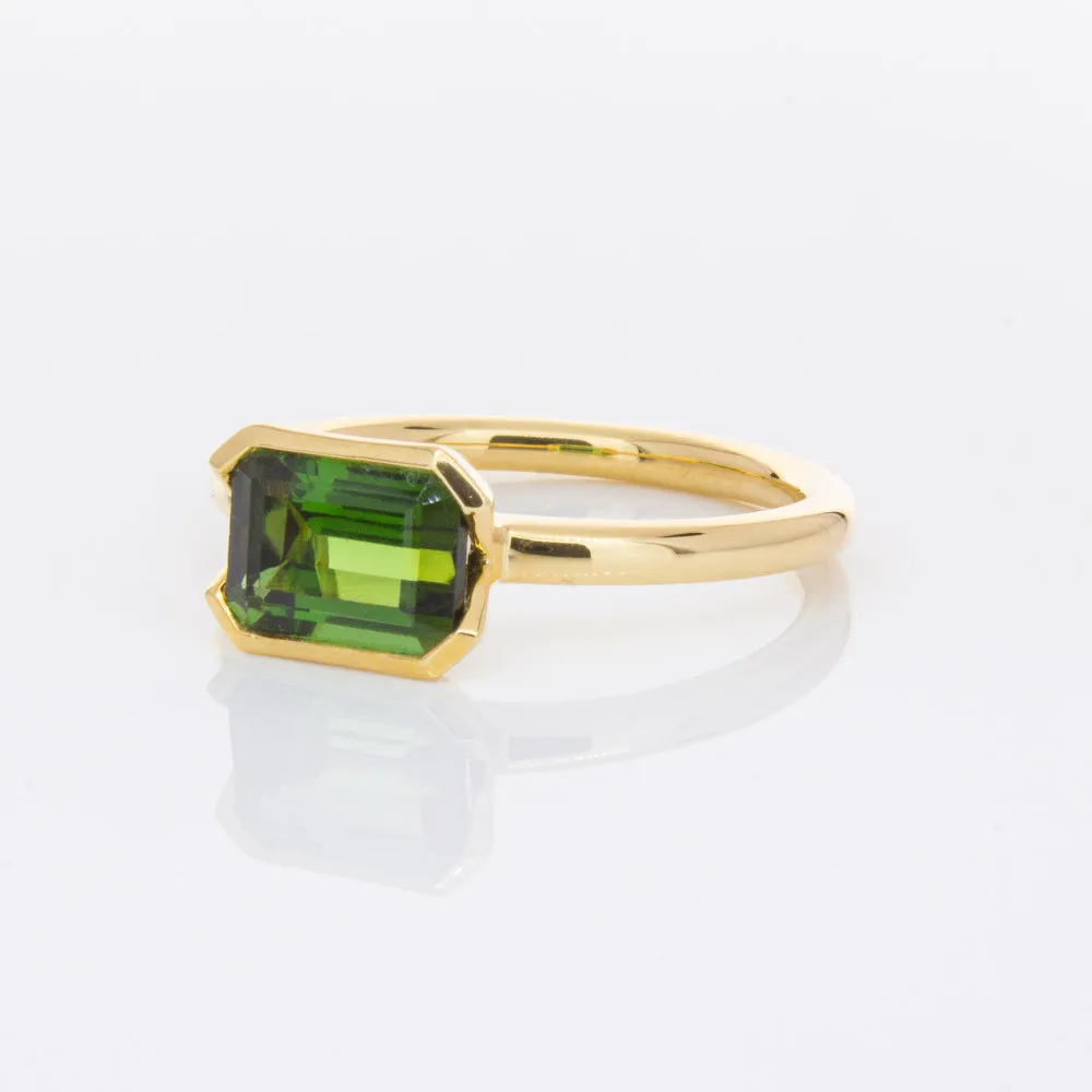 18ct Yellow Gold Green Tourmaline Elle Ring