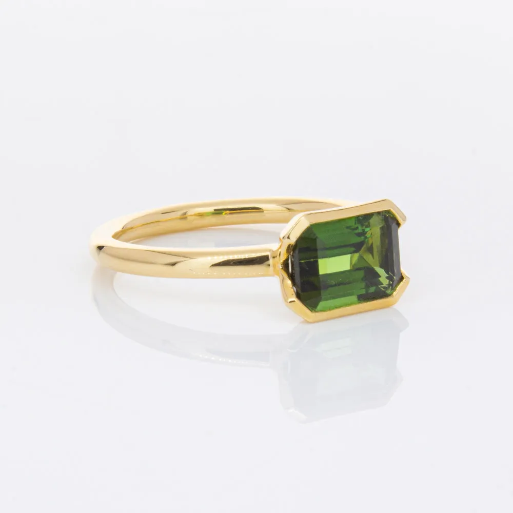 18ct Yellow Gold Green Tourmaline Elle Ring