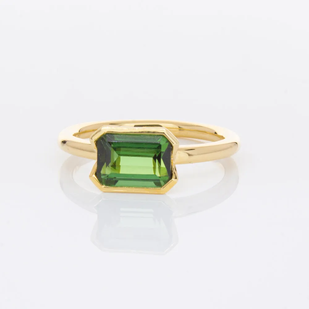 18ct Yellow Gold Green Tourmaline Elle Ring