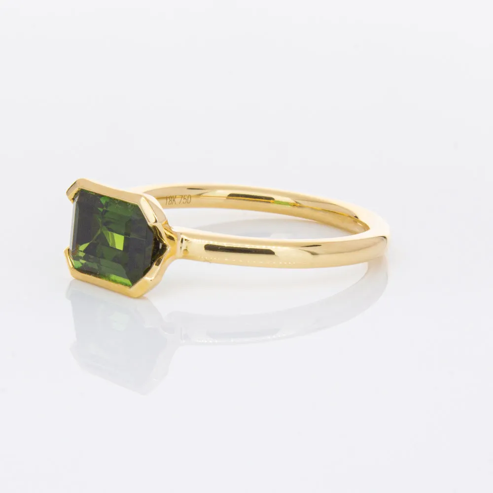 18ct Yellow Gold Green Tourmaline Elle Ring