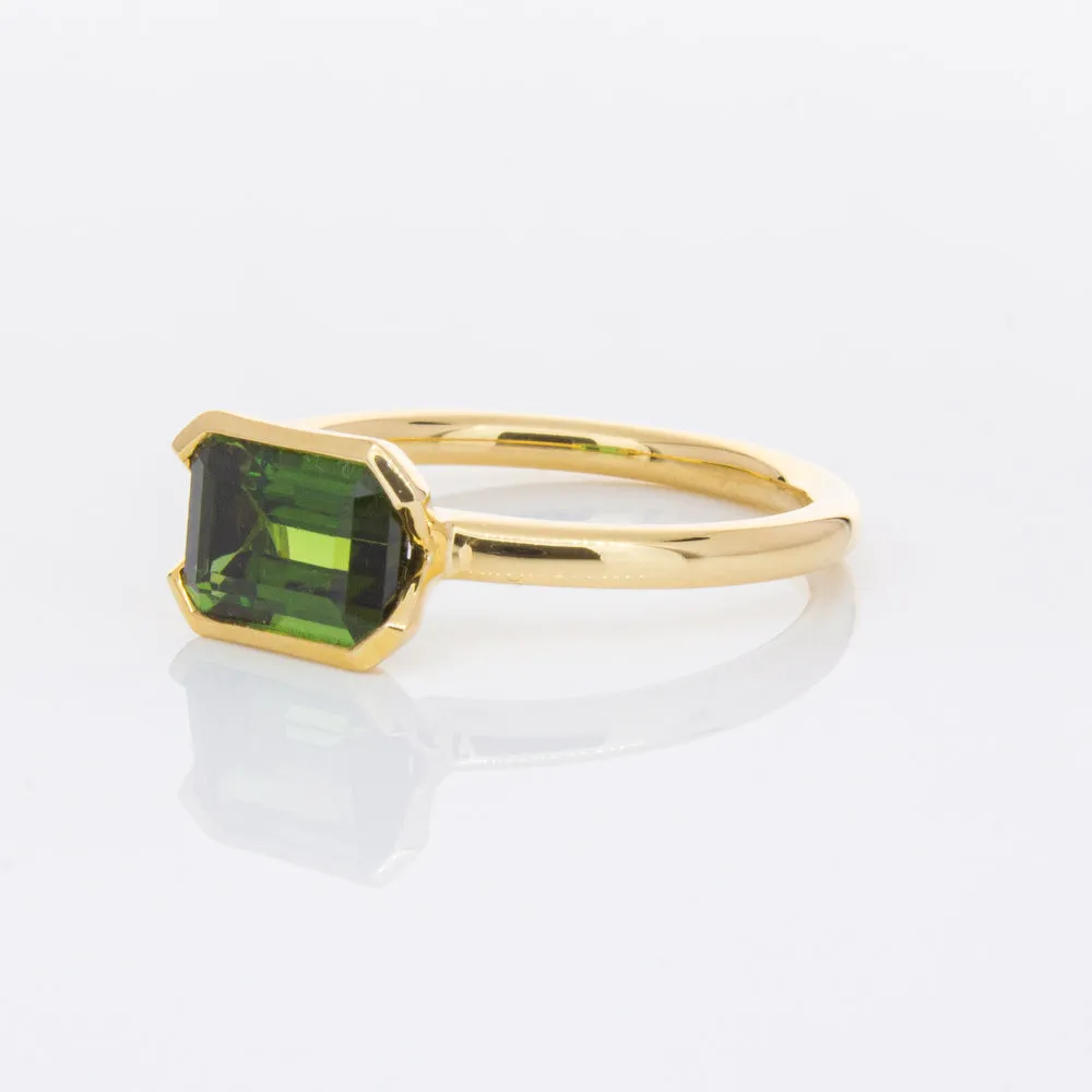 18ct Yellow Gold Green Tourmaline Elle Ring