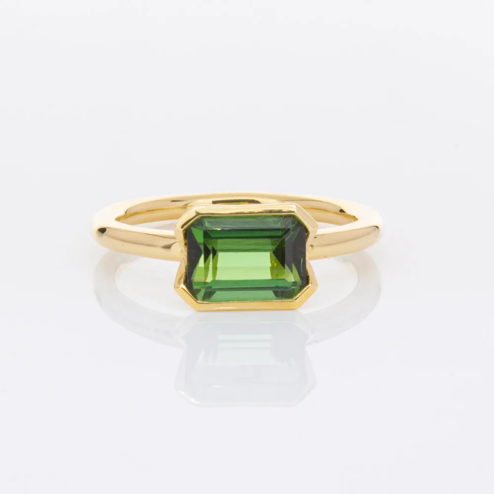 18ct Yellow Gold Green Tourmaline Elle Ring
