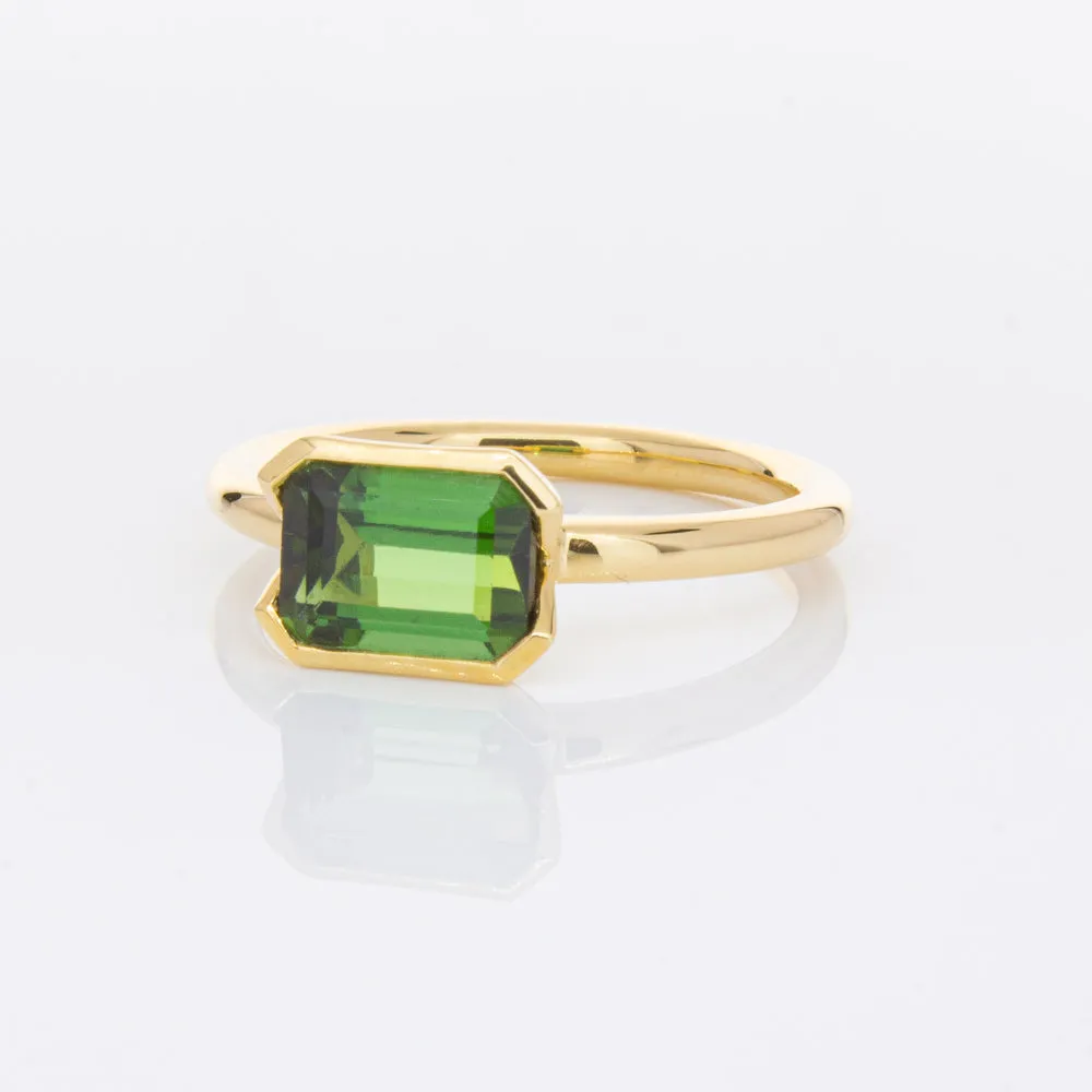 18ct Yellow Gold Green Tourmaline Elle Ring