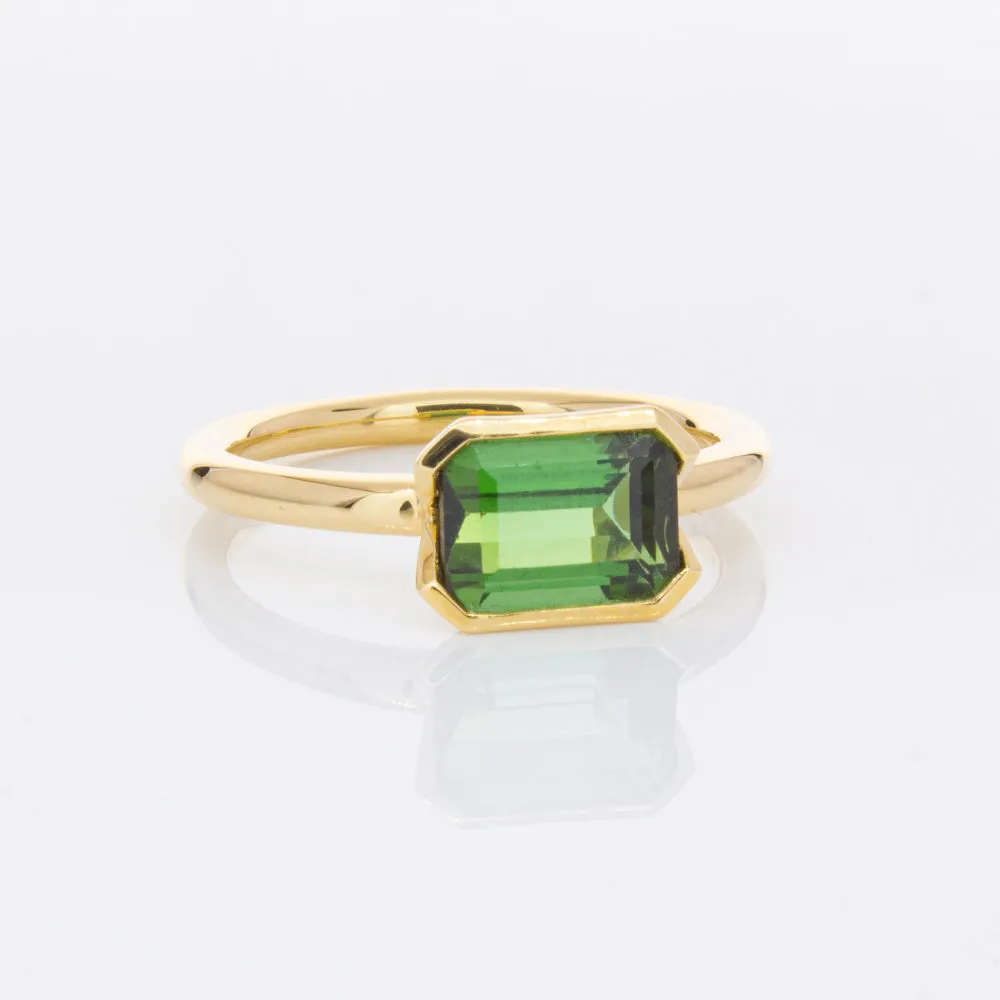 18ct Yellow Gold Green Tourmaline Elle Ring