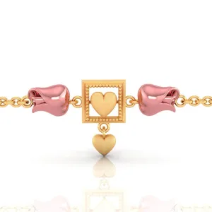 22k Square With Heart Centered Yellow Gold Bracelet