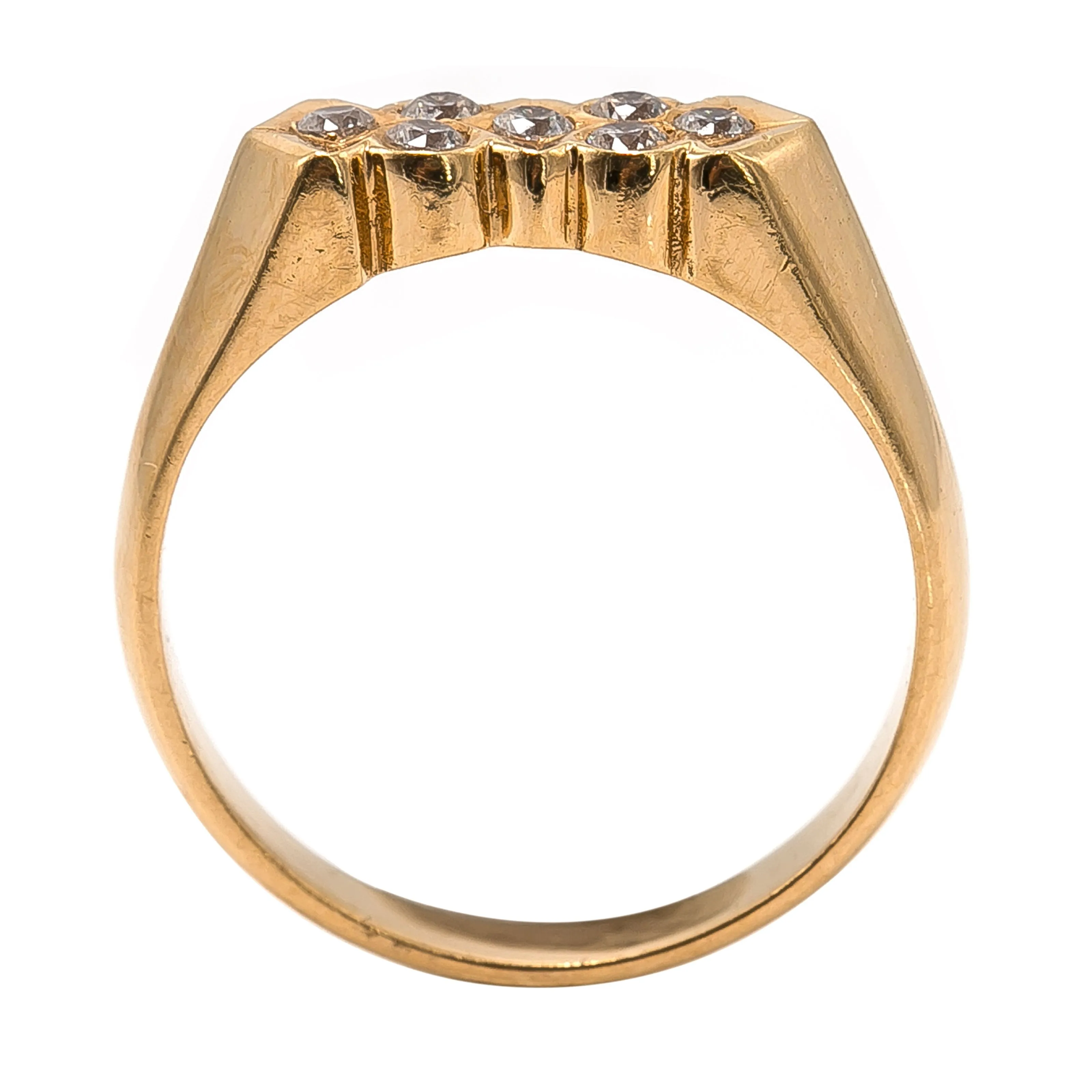 22K Yellow Gold Ring W/ Abstract Bezel Set CZ Gem Design