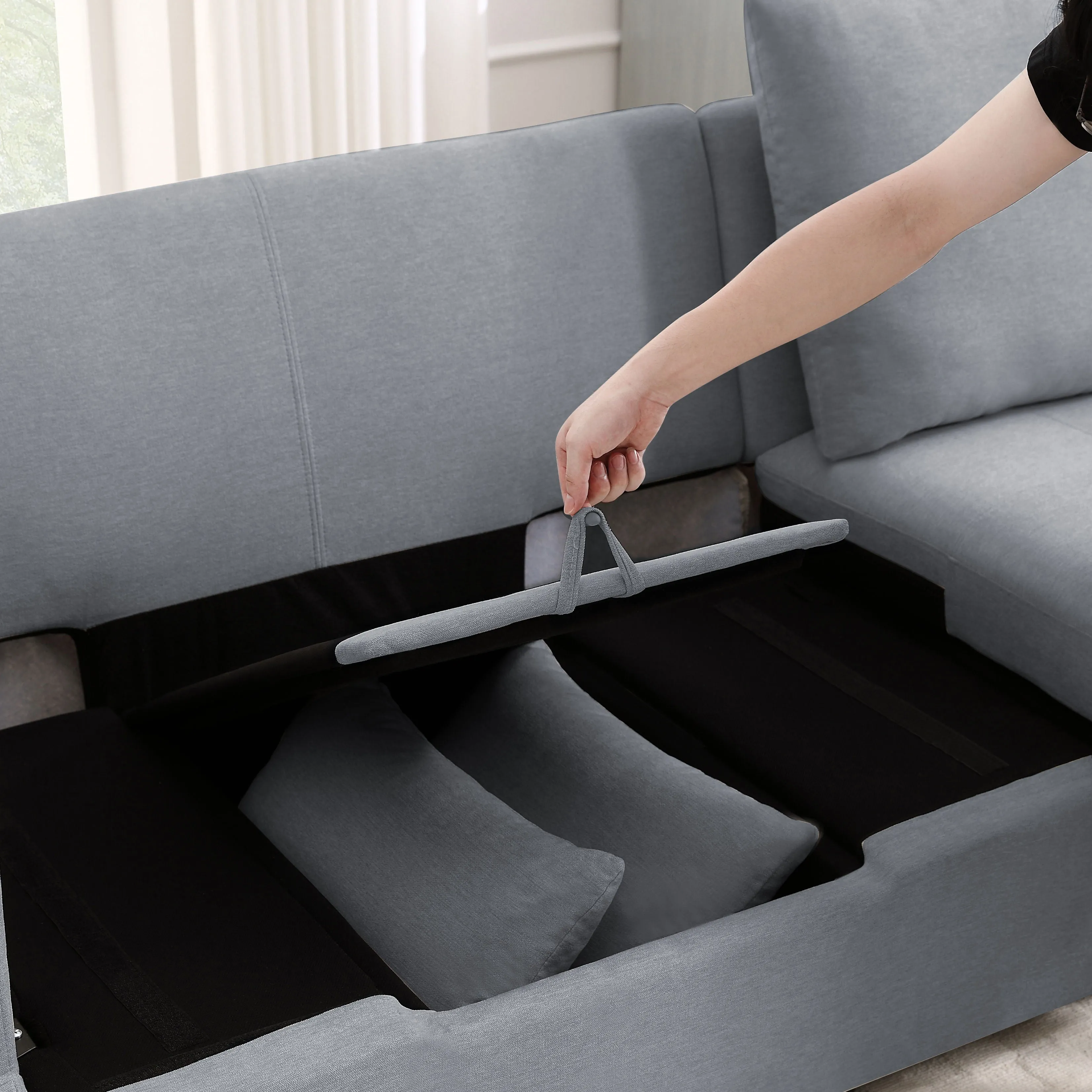 4 Seat Chenile Sectional Sofa Set With 2 Pilows, Freely Combinable by Couch.com