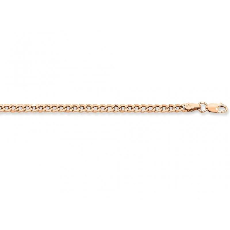 55cm 9ct Rose Gold Silver Infused Flat Curb Chain Necklace