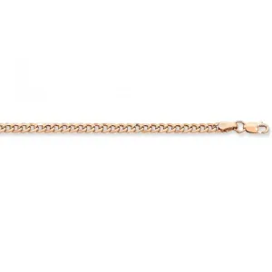 55cm 9ct Rose Gold Silver Infused Flat Curb Chain Necklace