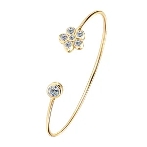 925 Silver Moissanite Flower Cuff Bracelet