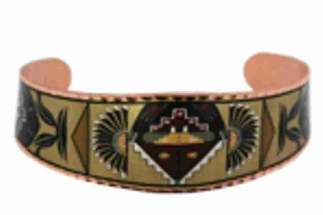 All Copper Bracelet Hand Made Native Aztec Design