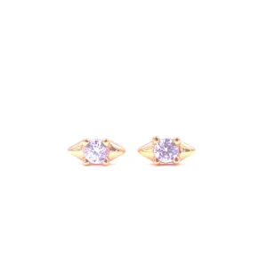 Ashley Gold Sterling Silver Gold Plated Mini CZ Triangle Design Stud Earrings