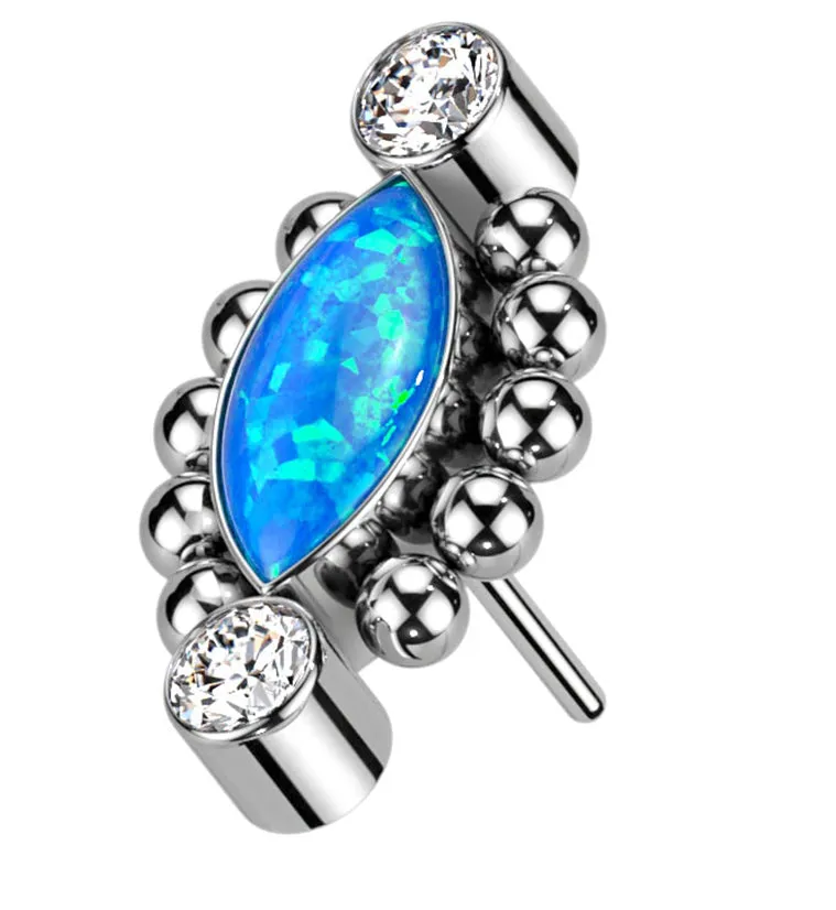 Beaded Empress Blue Opalite Threadless Titanium Top