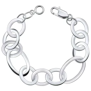 Beginnings Mixed Size Flat Oval Link Bracelet - Silver