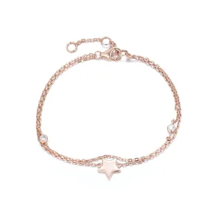 BG-15/R - Double Chain Bracelet with Star and 2 CZ