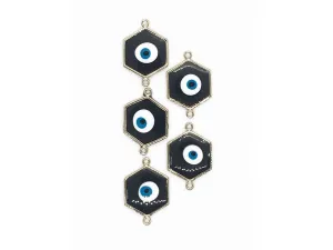 Black Evil Eye Hexagonal Metal Charms