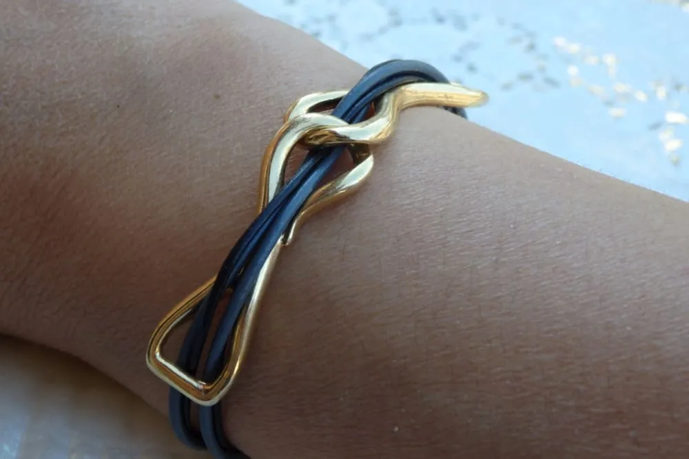 Black leather bracelet